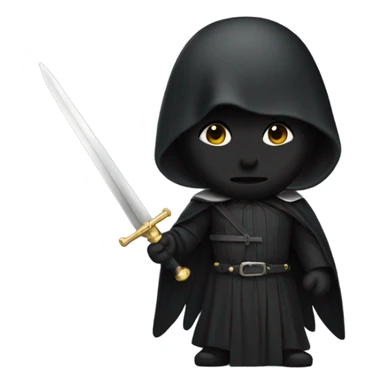 angel in black clothes with hidden face and holding asword sticker