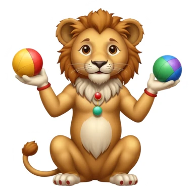 a Circus cute lion juggling two metal ball sticker