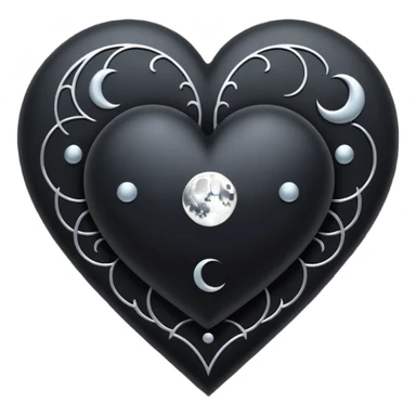goth themed heart with moon phases sticker