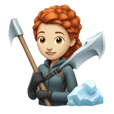 a red hair female with ice axe sticker