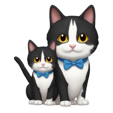 Adult male tuxedo cat with kitten male tabby cat  sticker