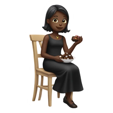 girl in black dress sitting eating chocolate  sticker