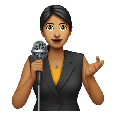 woman indian media reporter with microphone sticker