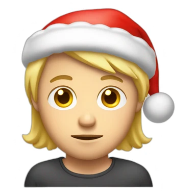  blond man with round face and sad eyes in santas hat sticker