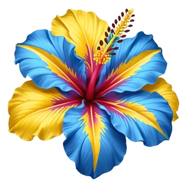 aestetic hawaian flower blue and yellow sticker
