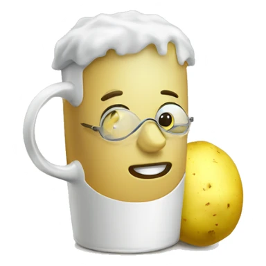 a potato drinking lemon tea  sticker