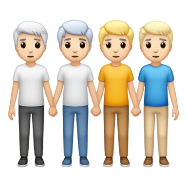 Three men holding hands, all white with different hair colors  sticker