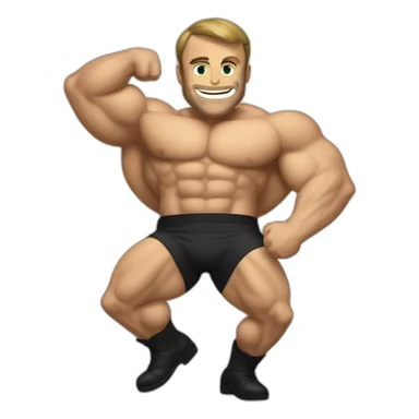 macron with muscles partying sticker