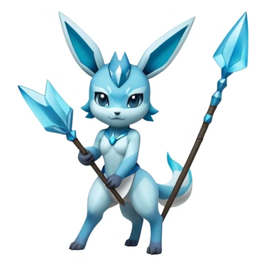 The Pokémon Glaceon carrying a spear on her back sticker