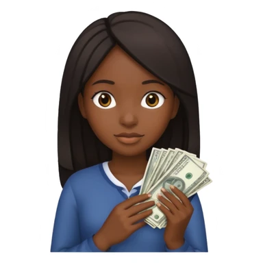 Baddie Black girl holding a stack of money sticker
