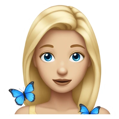 Face with blonde hair blue eyes and butterflies  sticker