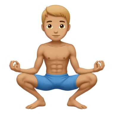 a skinny man doing a squat while holding his ankles and saying thank you sticker