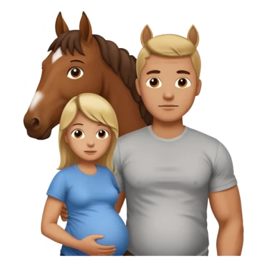 pregnant man  with horse sticker