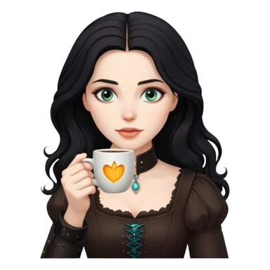 yennefer drinking coffee sticker