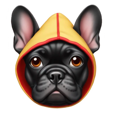 black french bulldog in red hood sticker