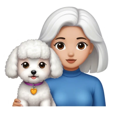 A white Bichon frise and one tanned girl with long dark hair sticker