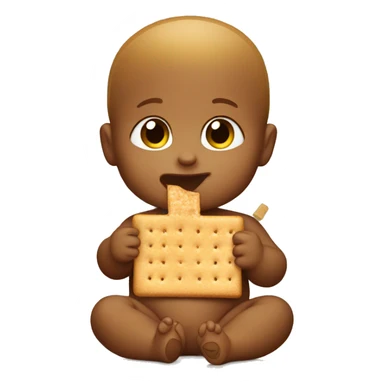 A baby eating a graham cracker sticker