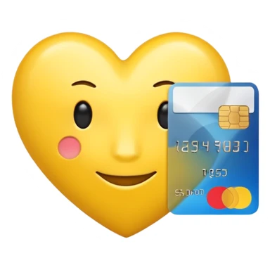 yellow heart with a credit card sticker