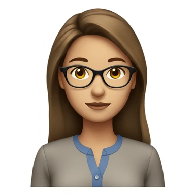 finance, girl with brown hair, glasses, shirt sticker