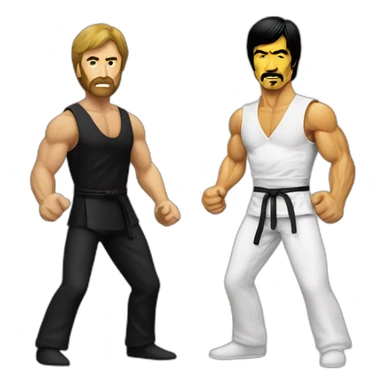 chuck norris hitting bruce lee sticker
