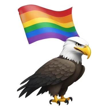 bald eagle holding pride flag with talons sticker