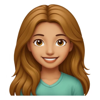 create a girl with hazel long hair, olive colour eyes and beautiful smile sticker