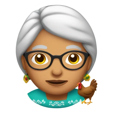 Mexican Grandma holding a hen sticker