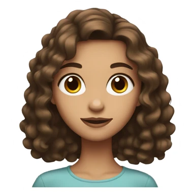 A brunette girl with wavy hair and brown eyes sticker