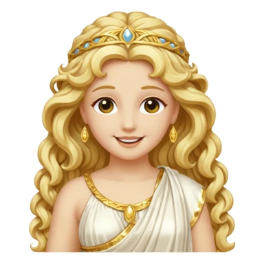 Psyche, Goddess of Soul from Roman Deities with long golden blonde wavy hair, ivory sequin toga sticker