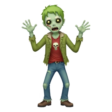 A cute, cheerful, full-length zombie is standing and dancing sticker