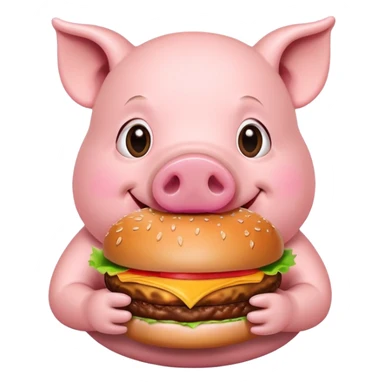 Piggy eating a burger sticker