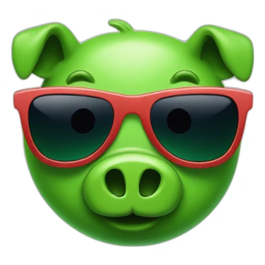 green piggy face with sunglasses sticker