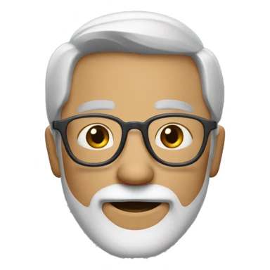 Create an emoji of a man with glasses, gray and white beard, very short gray hair, and with a facial expression of missing someone sticker