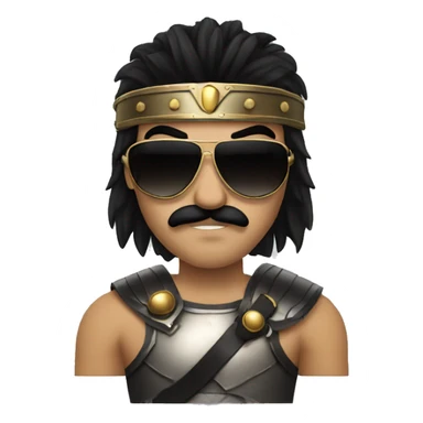 gladiator with long black hair, black moustache and sunglasses sticker