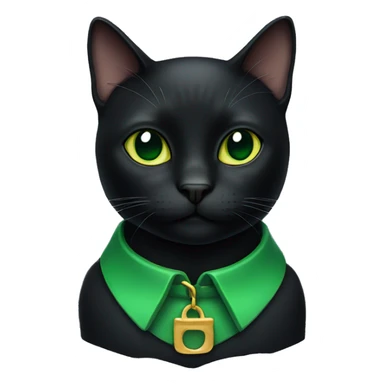 black cat with green collar sticker