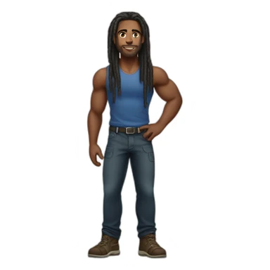 Muscular black delivery man with locs sticker