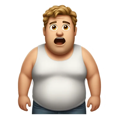 Surprised fat guy with shirt off brown hair sticker