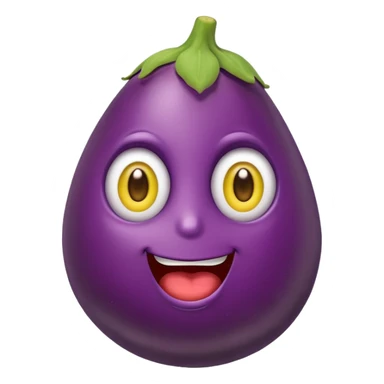 eggplant emoji and the face with the crazy look emoji sticker