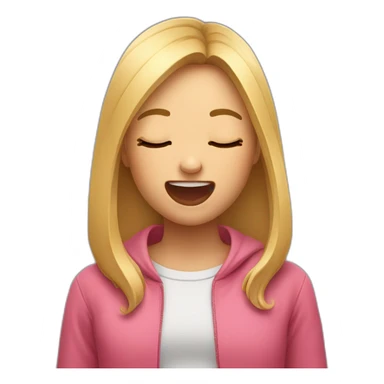 Girl with closed eyes open mouth stretching tongue wide out sticker