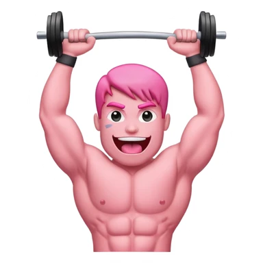 a simple tongue character, flexing and lifting a weight bar above its head sticker