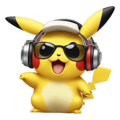 pikachu with sunglasses recording a mixtape sticker