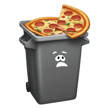 trash bin with pizza box sticking out absurdly sticker
