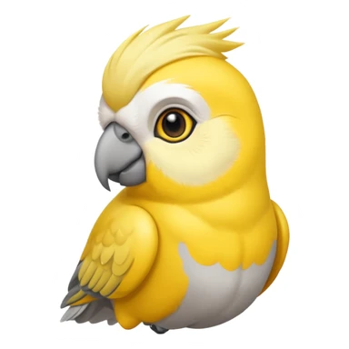 simple and expressive cockatiel, apple emoji style sticker
