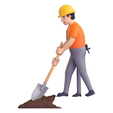 man digging with a shovel sticker