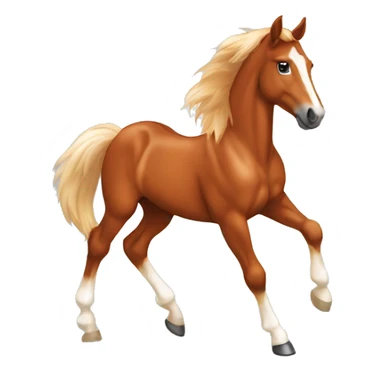 Chestnut horse with white, cheeky playful horse, young horse foal filly horse yearling playful trotting sticker