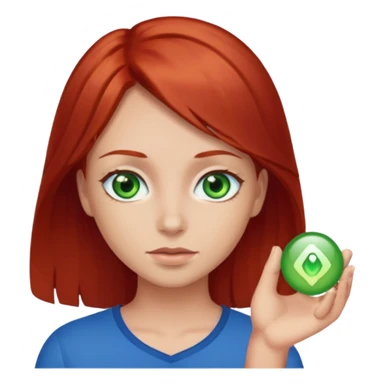 Like the first but her eye green  and blue and her hair red that brown  sticker