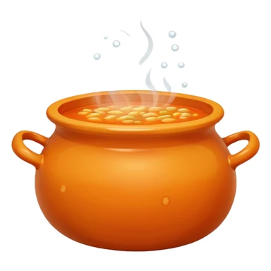 orange pot with soup sticker