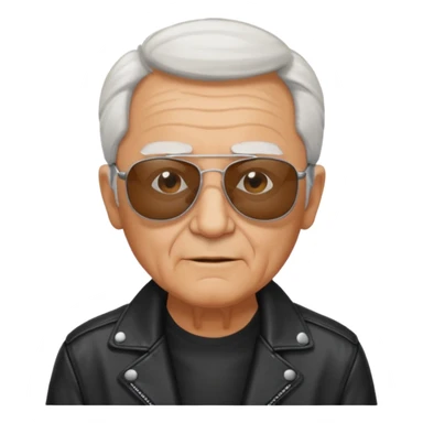 elderly man with sunglasses and jacket sticker