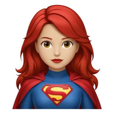 Una chica con pelo castaño medio pelirrojo con traje de superhéroe realista sticker