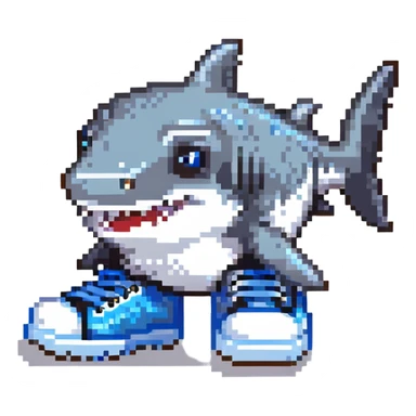 adorable small shark with blue shoes sticker